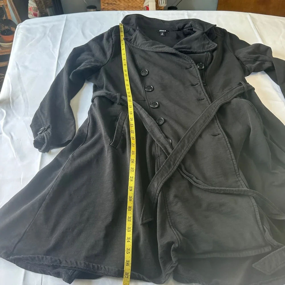 Torrid Black French Terry Double Breasted Trench Coat Belted Plus Size 3 3X